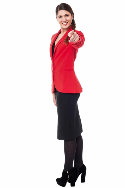 Stylish corporate woman pointing at you — Stock Photo, Image