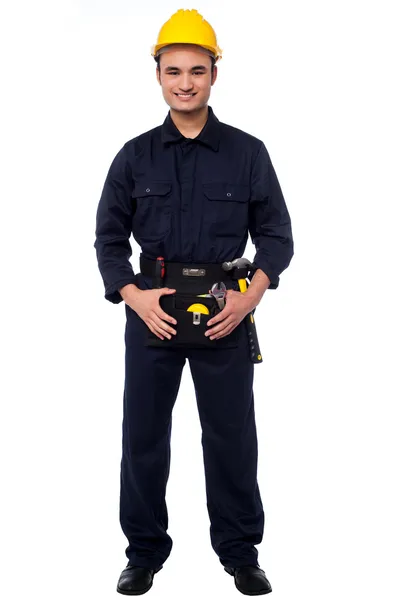 Smiling young construction worker — Stock Photo, Image