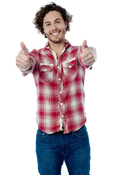 Guy showing double thumbs up — Stock Photo, Image
