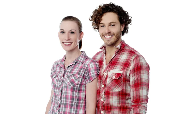 Young couple wearing stylish shirts — Stock Photo, Image