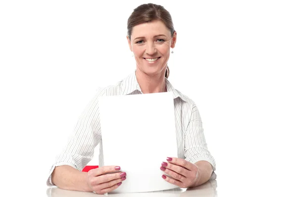 Corporate lady compiling annual reports — Stock Photo, Image