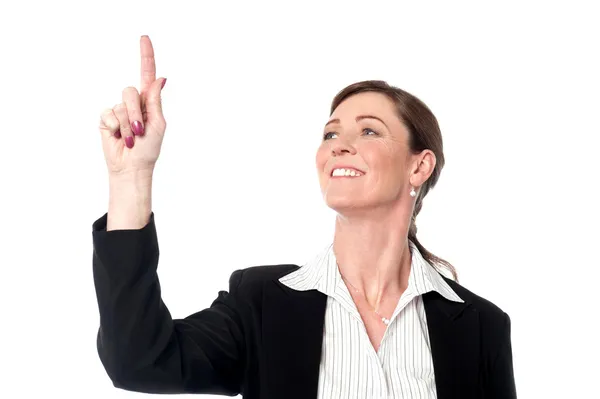 Attractive business lady pointing — Stock Photo, Image