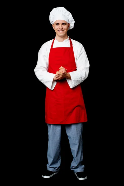 Celovečerní portrét pohledný šéfkuchaře — Stock fotografie