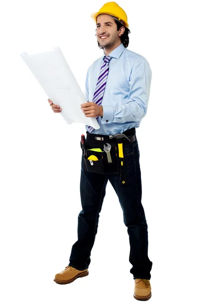 Male architect with construction plan Stock Picture