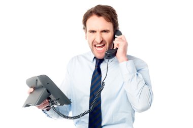Angry business professional yelling clipart