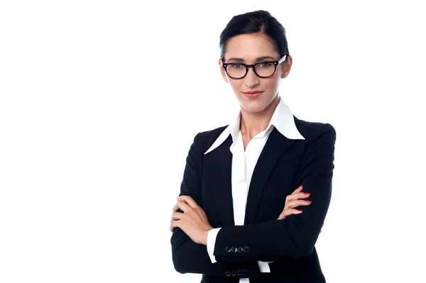 Señora sonriente de confianza en traje de negocios — Foto de Stock