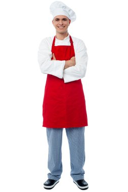 yakışıklı Şef kolları ile poz geçti