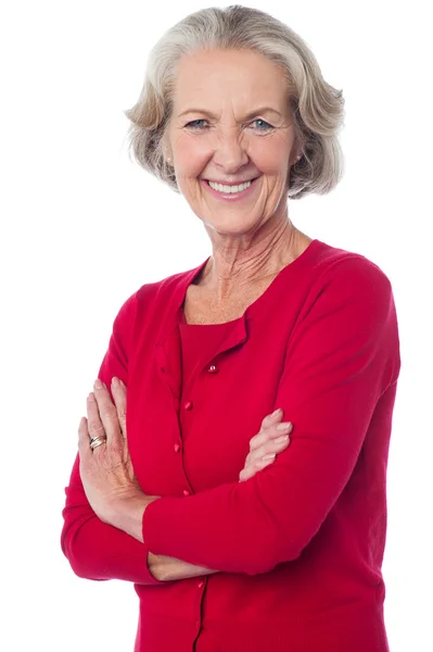 Confident senior smiling woman posing — Stock Photo, Image