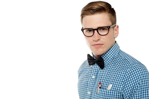 Serious faced handsome nerd — Stock Photo, Image