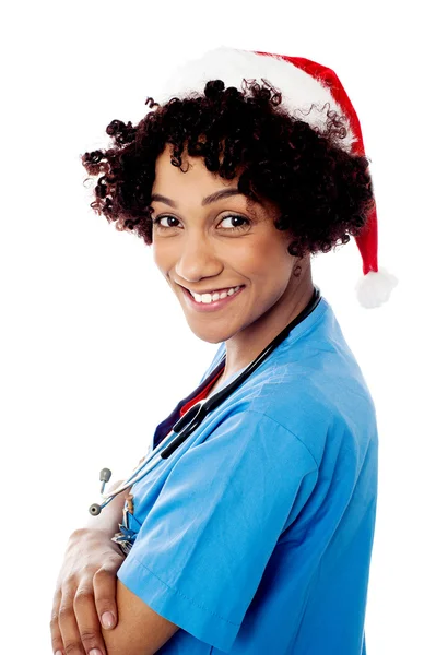 Docteur avec casquette de Père Noël — Photo