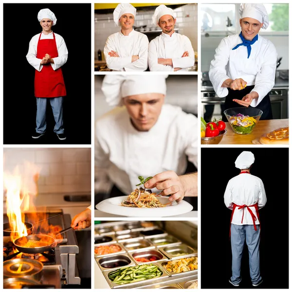 Collage restaurant chefs — Photo