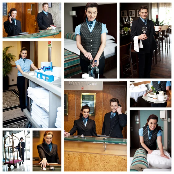 Hotelmitarbeiter-Collage — Stockfoto