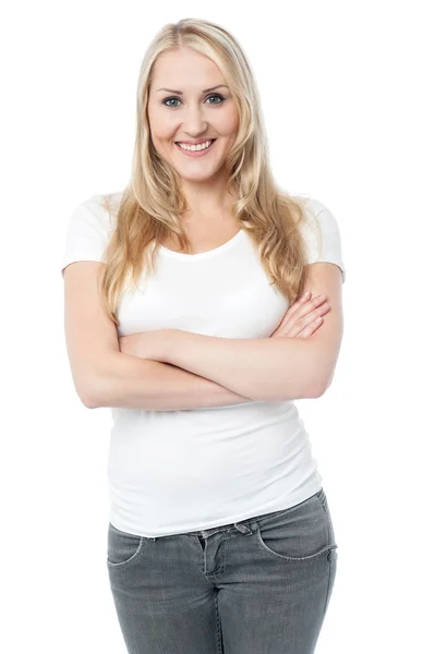 Cheerful woman posing confidently — Stock Photo, Image