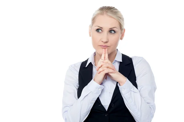 Mujer de negocios reflexivo posando —  Fotos de Stock