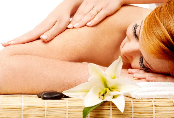 Pretty woman getting spa massage — Stock Photo, Image