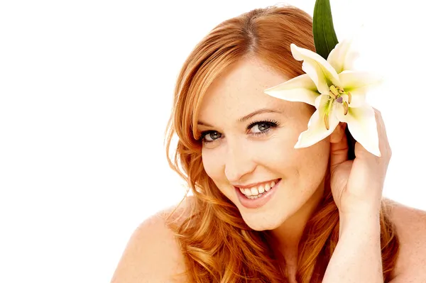 Face closeup of an attractive young lady — Stock Photo, Image