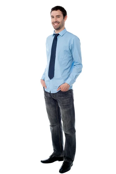 Trendy corporate guy posing casually — Stock Photo, Image