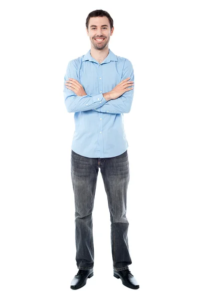 Confident young casual guy, studio shot. — Stock Photo, Image