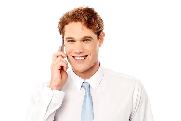 Sonriente comunicación corporativa con el cliente — Foto de Stock