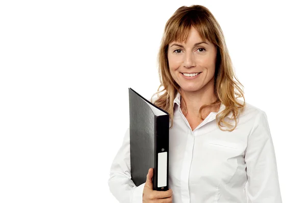 Pretty female executive posing over white — Stock Photo, Image