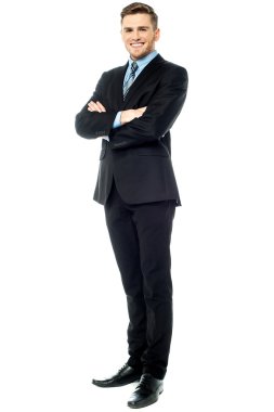 genç bir şirket adam, tam uzunlukta vurdu.