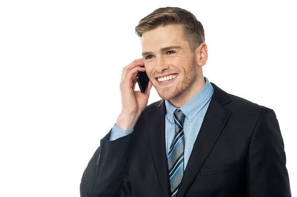 Gerente sonriente comunicándose con el cliente — Foto de Stock