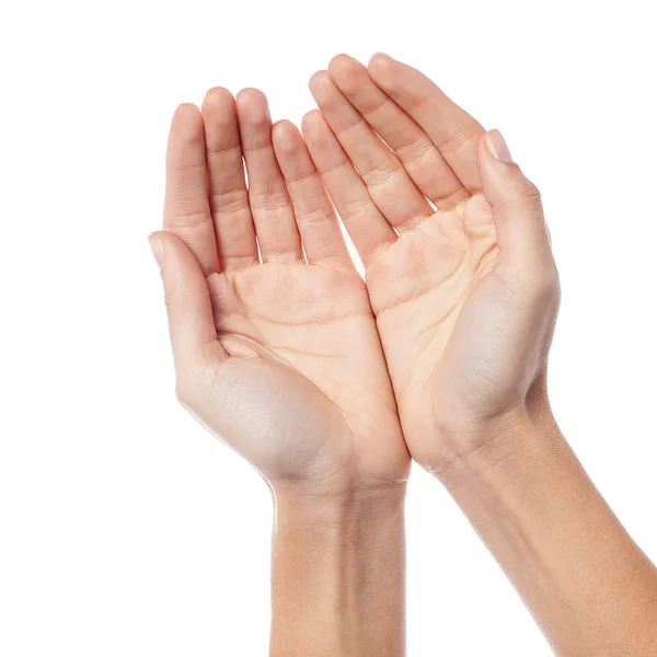 Woman cupped hands — Stock Photo, Image