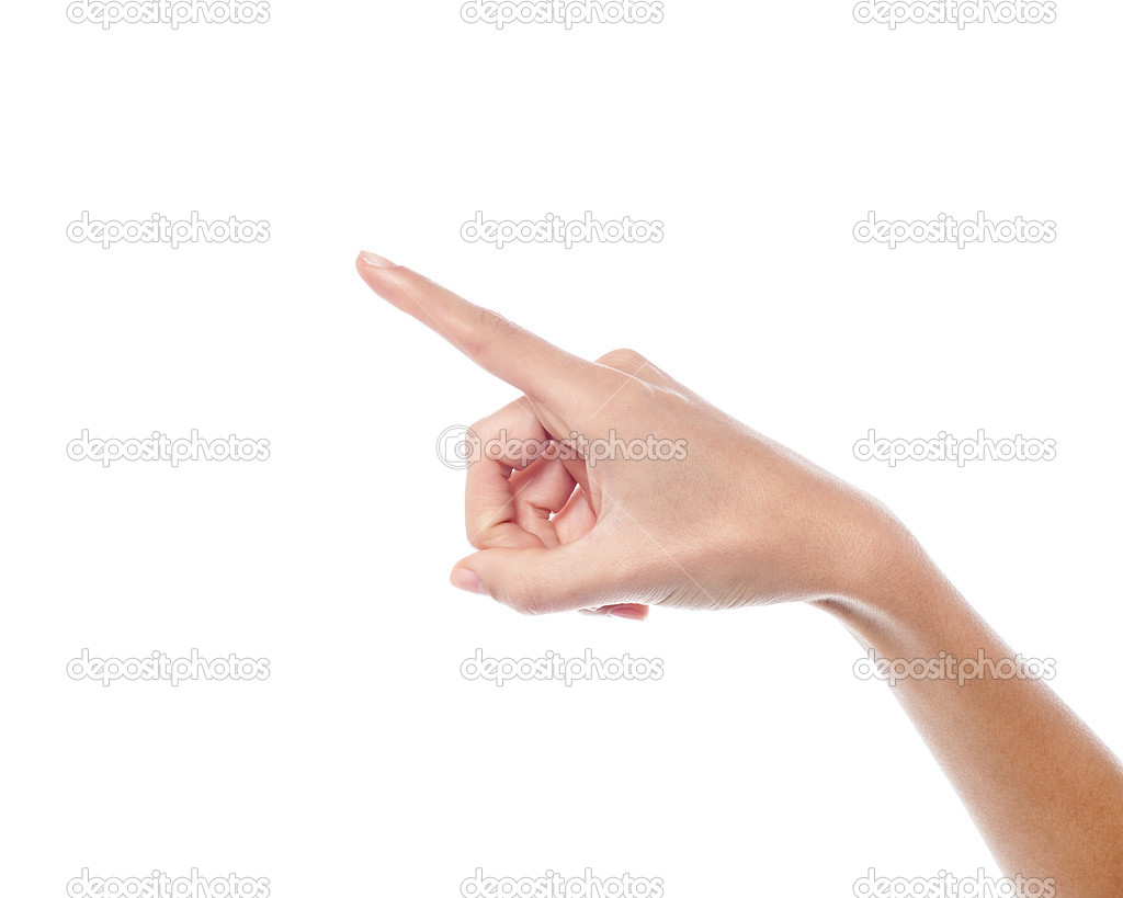 Human hand pointing at something