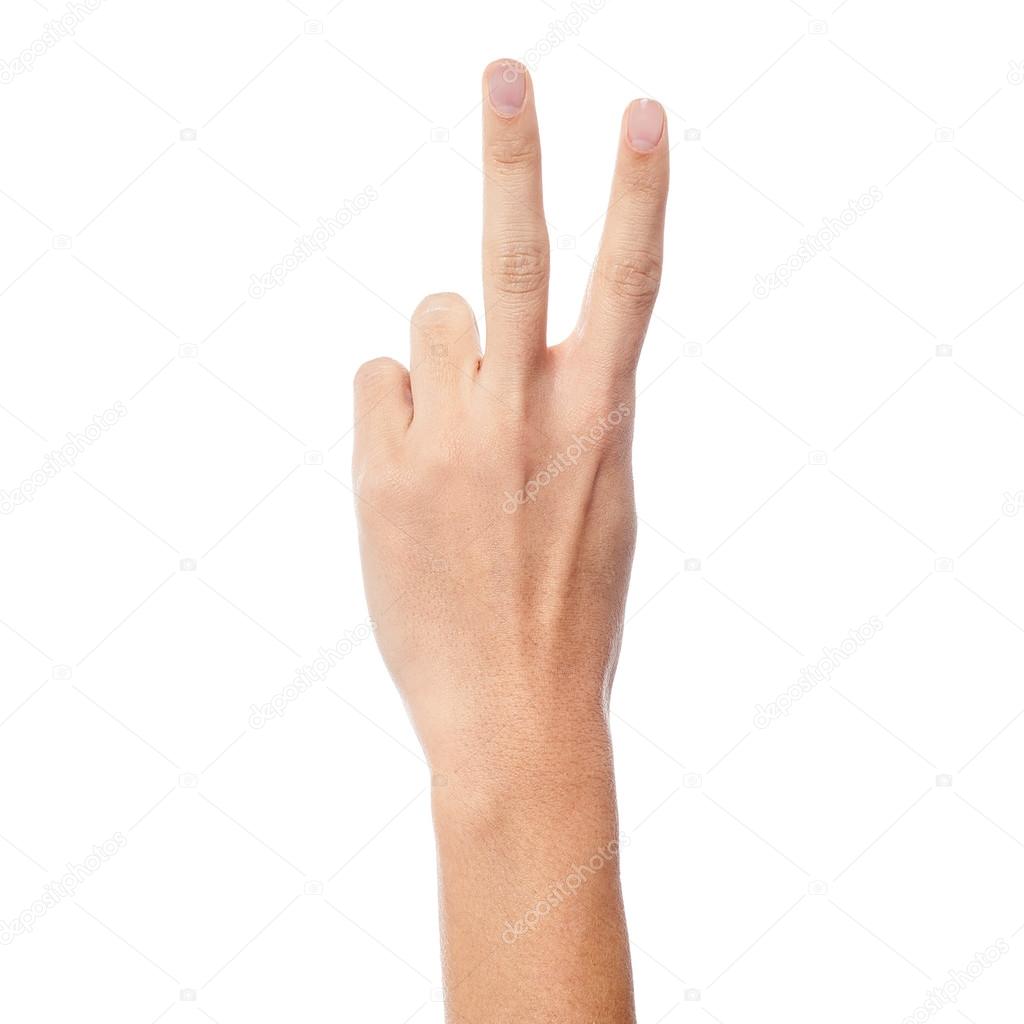 Woman hand in victory sign