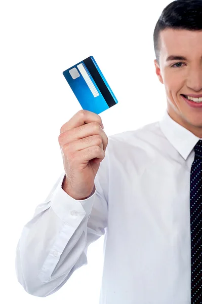 Male executive showing his cash card — Stock Photo, Image