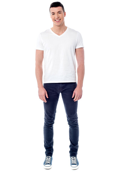 Full length image of young smart guy