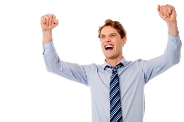 heyecanlı genç erkek yönetici