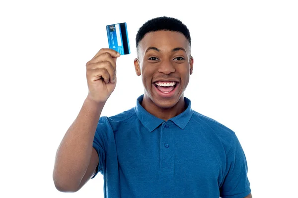 Olá. Olá. Este é o meu novo cartão de crédito. ! — Fotografia de Stock