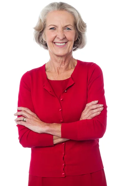 Confident senior smiling woman posing — Stock Photo, Image