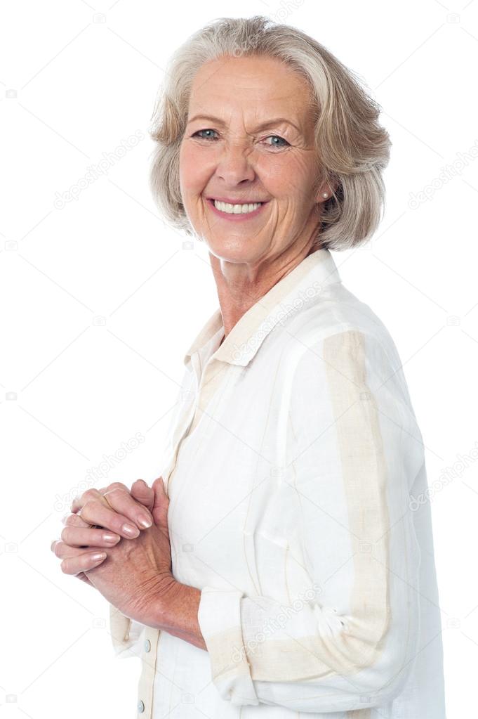 Portrait of smiling attractive old woman
