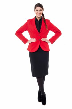 iş kıyafetleri içinde güzel bir genç kadın