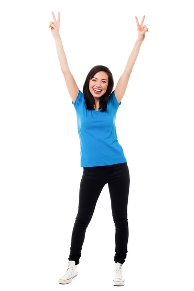 Young girl rejoicing in excitement — Stock Photo, Image