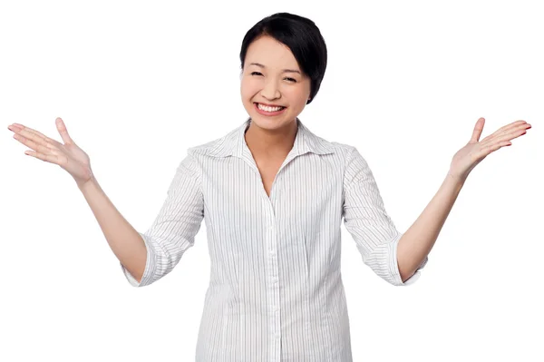 Excited woman laughing heartily — Stock Photo, Image