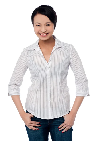 Happy chinese girl, casual portrait — Stock Photo, Image