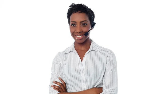 Confident female help desk executive — Stock Photo, Image