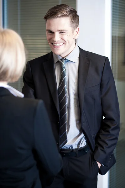 Two cheerful business colleagues — Stock Photo, Image