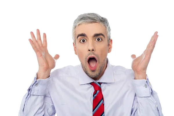 Amazed man with open mouth — Stock Photo, Image