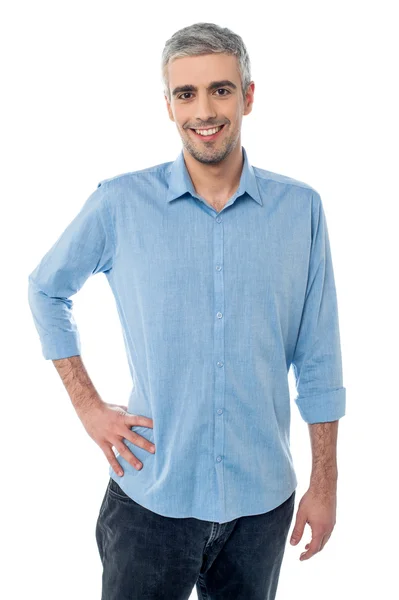 Mature man man hands on hips — Stock Photo, Image