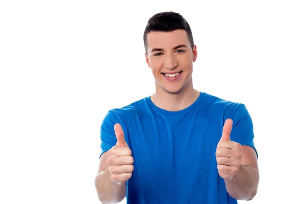 Happy young casula man thumbs up — Stock Photo, Image