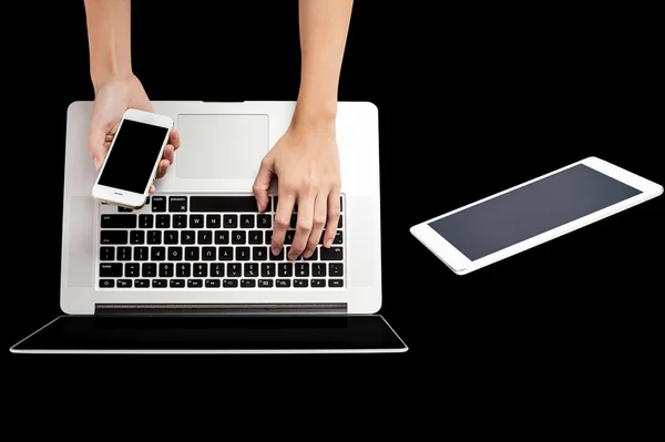 Brand new smartphone, laptop and tablet pc — Stock Photo, Image