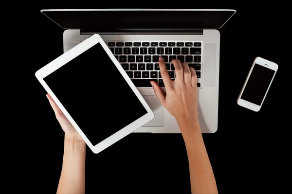 Novíssimo laptop, tablet e celular — Fotografia de Stock