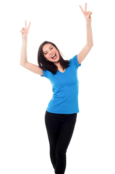 Young girl rejoicing in excitement — Stock Photo, Image