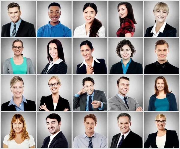 Composição de pessoas diversas sorrindo — Fotografia de Stock