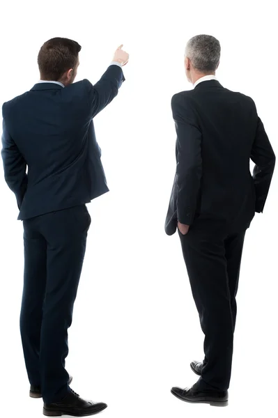 Rear-view image of two businessmen — Stock Photo, Image