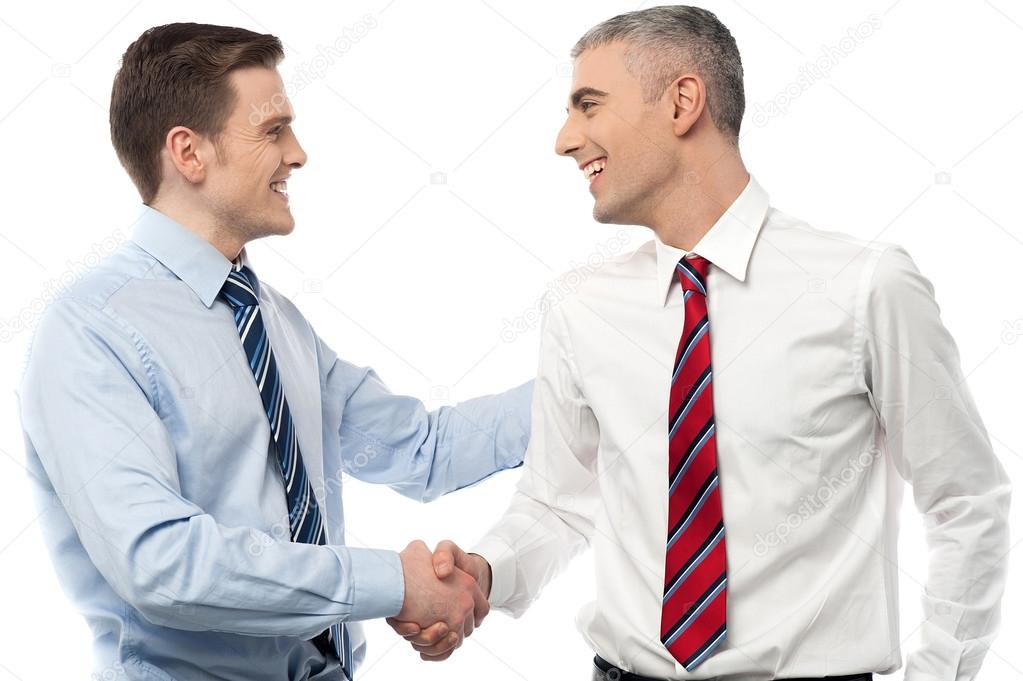 Smiling businessmen shaking hands